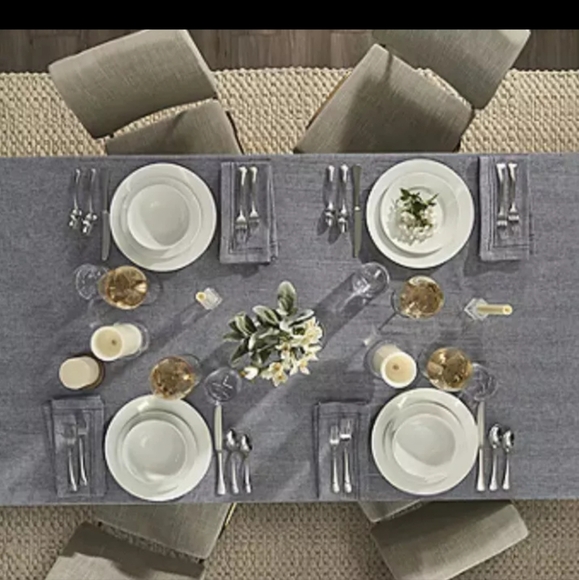 Fieldcrest Luxury Cotton Linen Harringbone Tablecloth 60 x 102 Navy Blue - Picture 2 of 8